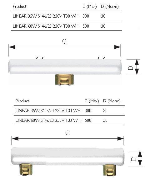 LEDinestra 3.5W/827 S14D 230V 30cm 1p