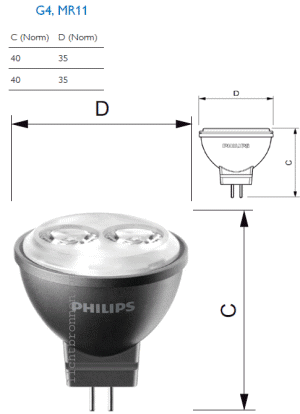 Lampadina LED Philips Master LEDspotLV 3.5-20W 827 MR11 24D - Luce Calda Per Faretti - 3